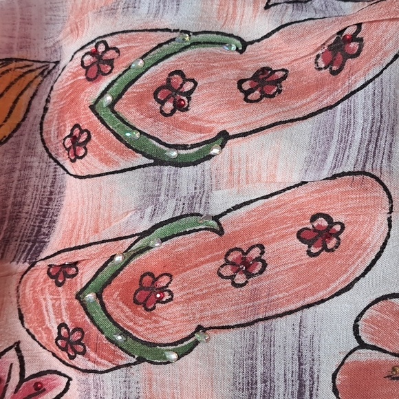 Raya Sun Sundress Flip Flop Pattern At Hem Size Large Coral NWT - Picture 7 of 7